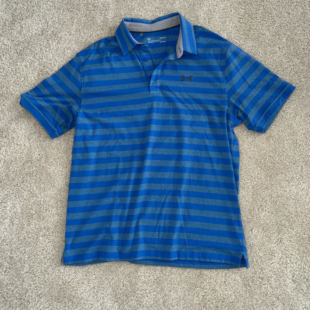 Under Armour Men's Blue Striped Polo Shirt